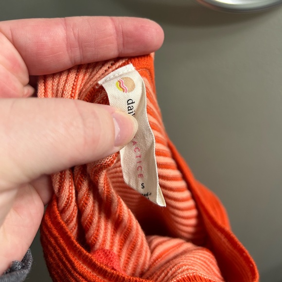 Anthropologie Daily Practice mock neck orange stripe oversized sweater textured - Picture 4 of 7